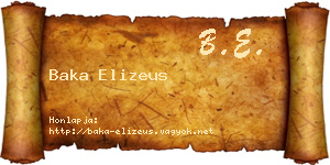 Baka Elizeus névjegykártya